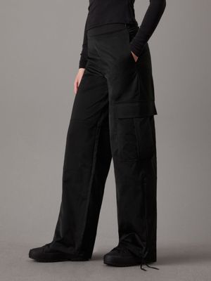 ck black satin utility cargo pants for women calvin klein jeans