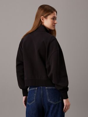 ck black relaxed monogram zip up cardigan for women calvin klein jeans