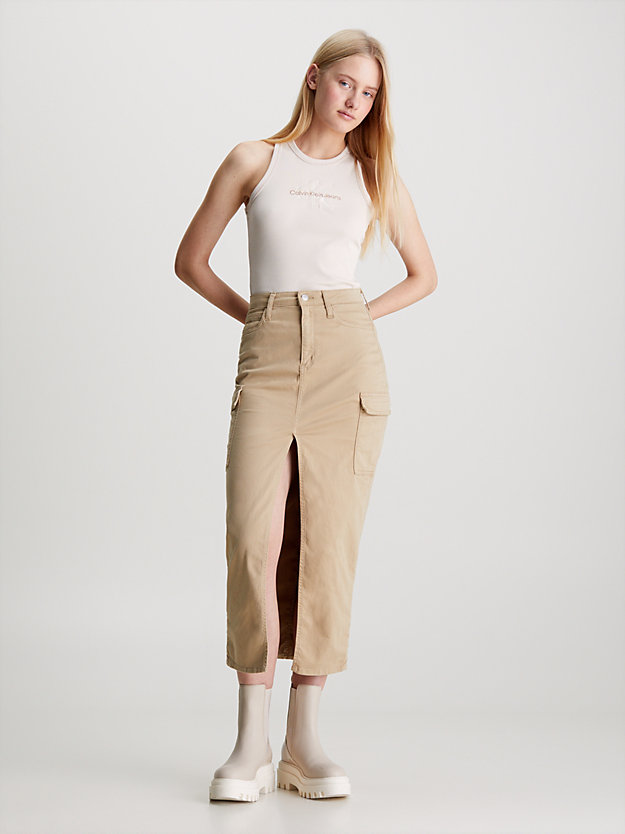 travertine cotton twill cargo maxi skirt for women calvin klein jeans