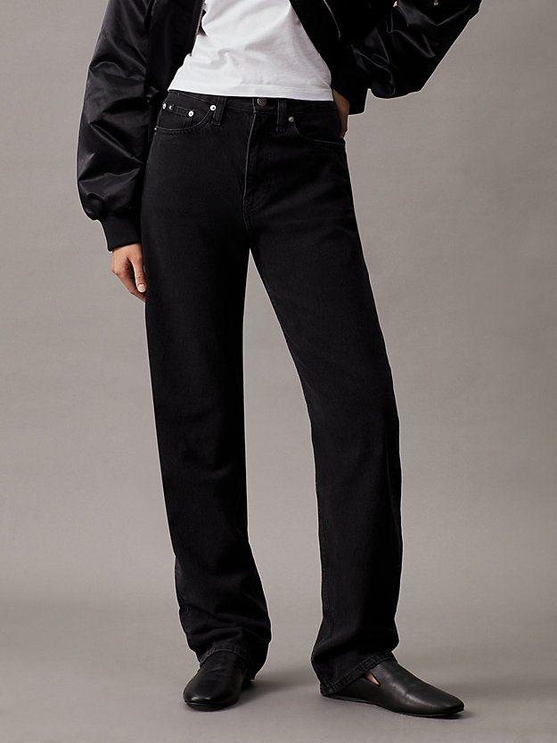 denim black high rise straight jeans voor dames - calvin klein jeans