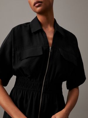 Kleid mit durchgehendem Reißverschluss aus weichem Twill Calvin 