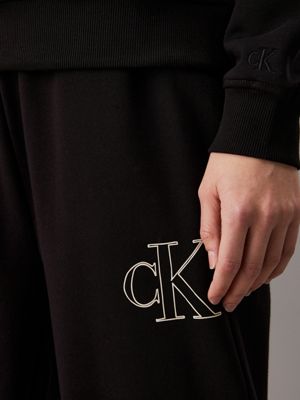 ck black wide leg monogram joggers for women calvin klein jeans