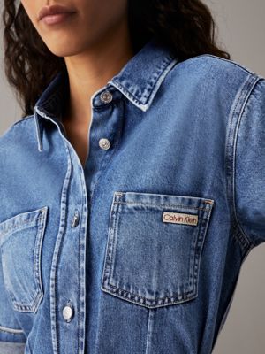 denim light belted denim shirt dress for women calvin klein jeans