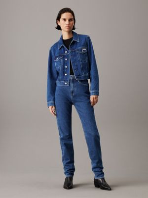 jean slim straight authentique denim medium pour femmes calvin klein jeans