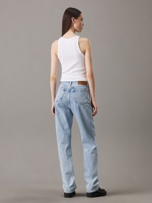 denim light high rise straight jeans for women calvin klein jeans