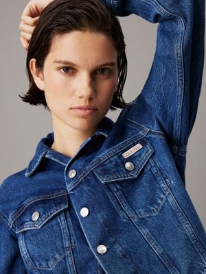 denim medium cropped 90's denim jacket for women calvin klein jeans