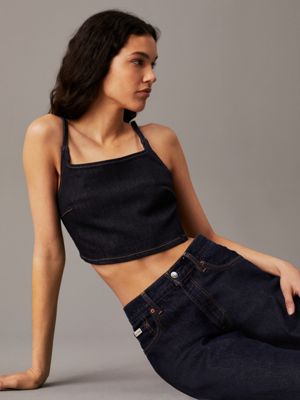 denim rinse denim bralette top for women calvin klein jeans