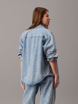 denim light relaxed denim shirt jacket for women calvin klein jeans