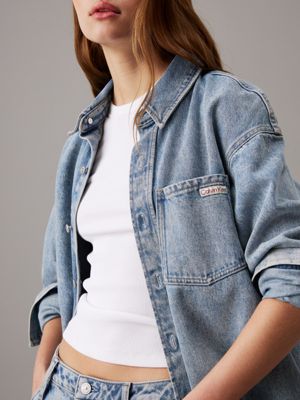 denim light relaxed denim shirt jacket for women calvin klein jeans