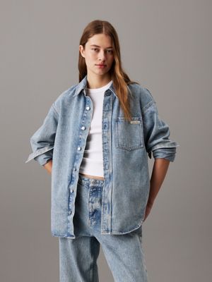 denim relaxed denim shirt jacket for women calvin klein jeans