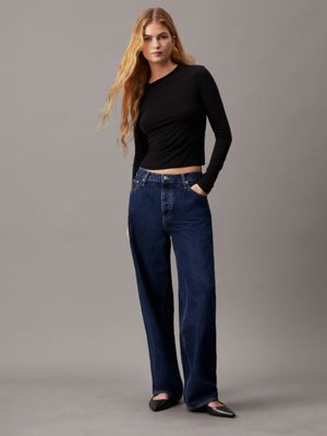 ck black soft jersey pleated top for women calvin klein jeans