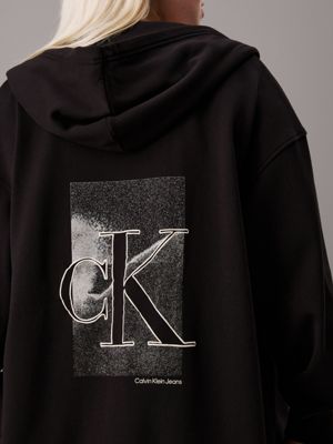 ck black plus size monogram zip up hoodie for women calvin klein jeans