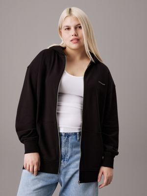 black plus size monogram zip up hoodie for women calvin klein jeans