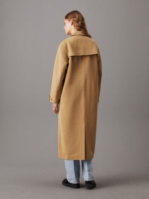 dark dune long bonded coat for women calvin klein jeans