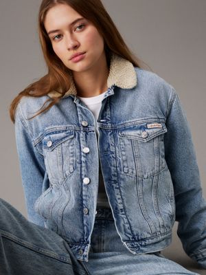 denim medium sherpa denim jacket for women calvin klein jeans