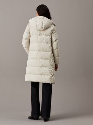 pelican long hooded puffer coat for women calvin klein jeans