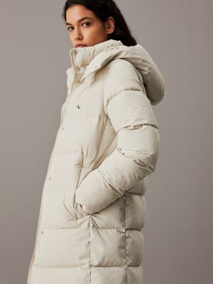 pelican long hooded puffer coat for women calvin klein jeans