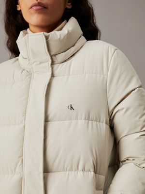 pelican long hooded puffer coat for women calvin klein jeans