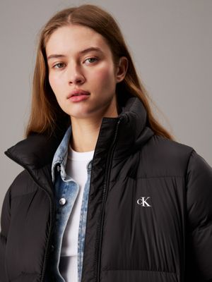 ck black long down puffer coat for women calvin klein jeans