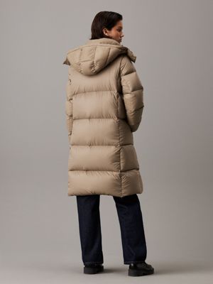 Calvin klein long down coat with hood hotsell