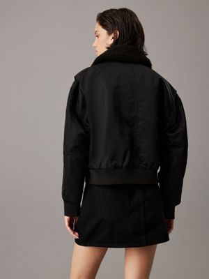 black satijnen pilotenjas voor dames - calvin klein jeans