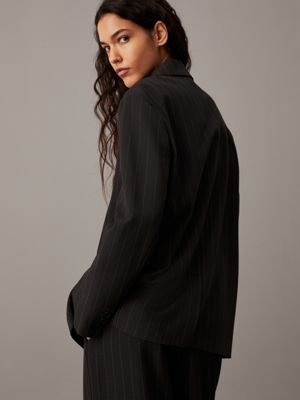 black pinstripe soft crepe pinstripe blazer for women calvin klein jeans