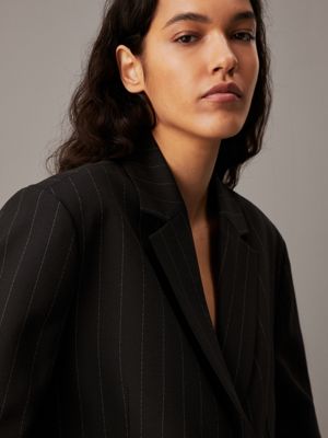 black pinstripe soft crepe pinstripe blazer for women calvin klein jeans