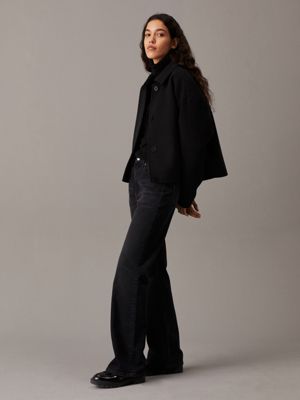 ck black short wool blend jacket for women calvin klein jeans
