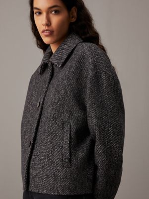 ebony heather short wool blend jacket for women calvin klein jeans