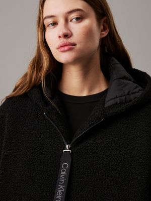 ck black relaxed sherpa padded jacket for women calvin klein jeans