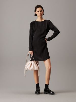 black satin logo jacquard mini dress for women calvin klein jeans