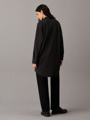 black pinstripe soft crepe pinstripe shirt dress for women calvin klein jeans