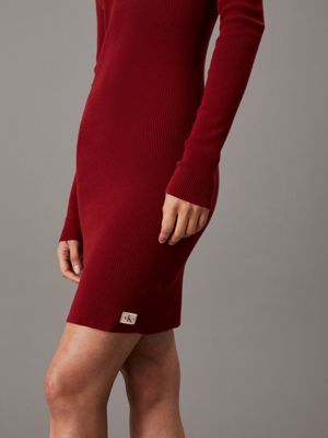 winery slim ribbed cotton jumper dress for women calvin klein jeans