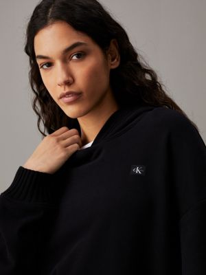 ck black relaxed cotton terry hoodie for women calvin klein jeans