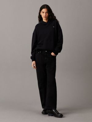 ck black relaxed cotton terry hoodie for women calvin klein jeans