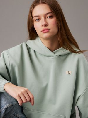 jadeite relaxed cotton terry hoodie for women calvin klein jeans