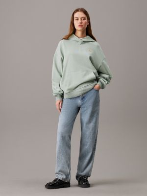 jadeite relaxed cotton terry hoodie for women calvin klein jeans