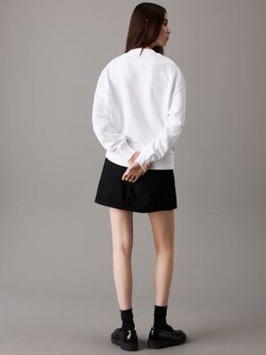 white relaxed monogram sweatshirt for women calvin klein jeans
