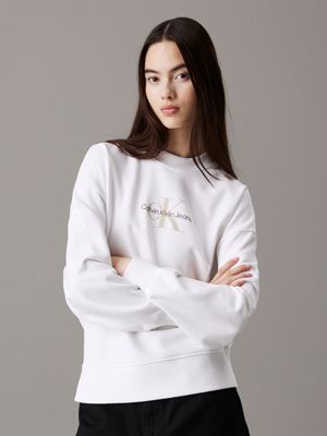 white relaxed monogram sweatshirt for women calvin klein jeans