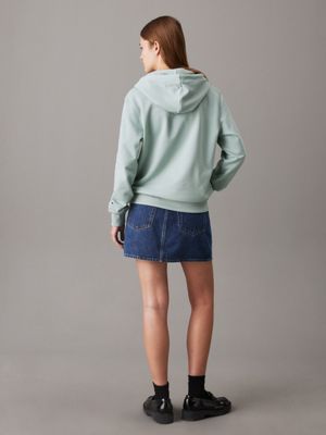 jadeite cotton terry logo hoodie for women calvin klein jeans