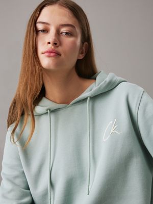 jadeite cotton terry logo hoodie for women calvin klein jeans