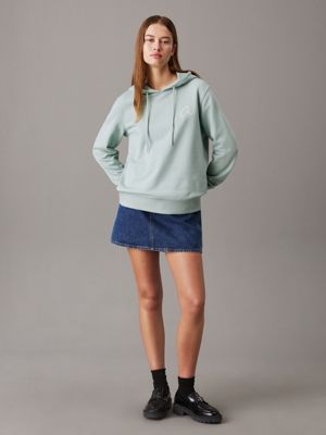 jadeite cotton terry logo hoodie for women calvin klein jeans