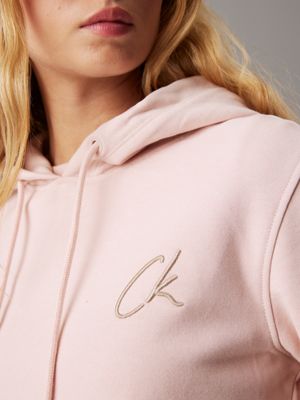 peach whip cotton terry logo hoodie for women calvin klein jeans