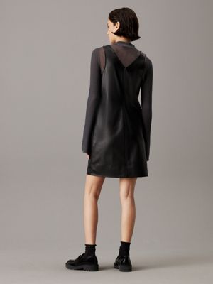 abito senza maniche in ecopelle ck black da donne calvin klein jeans