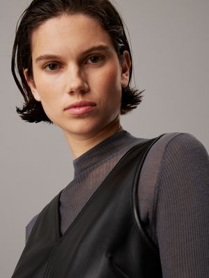 abito senza maniche in ecopelle ck black da donne calvin klein jeans
