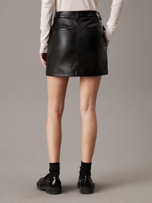 ck black faux leather mini skirt for women calvin klein jeans