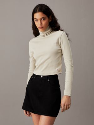 pelican slim ribbed cotton roll neck top for women calvin klein jeans