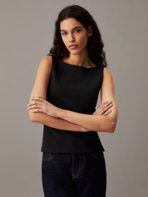 black slim milano jersey tank top for women calvin klein jeans