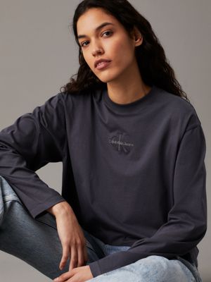 ebony relaxed long sleeve t-shirt for women calvin klein jeans