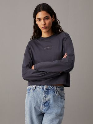 black relaxed long sleeve t-shirt for women calvin klein jeans